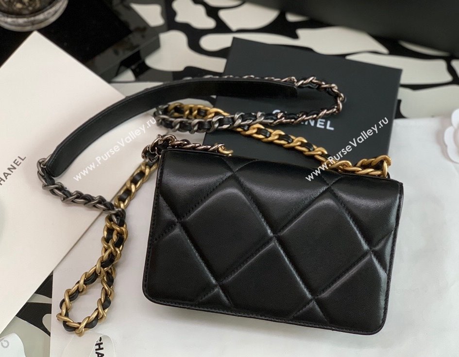 Chanel 19 Lambskin Wallet on Chain WOC AP0957 Black/Matte Silver/Light Gold/Aged Gold 2022 (JY-22022870)