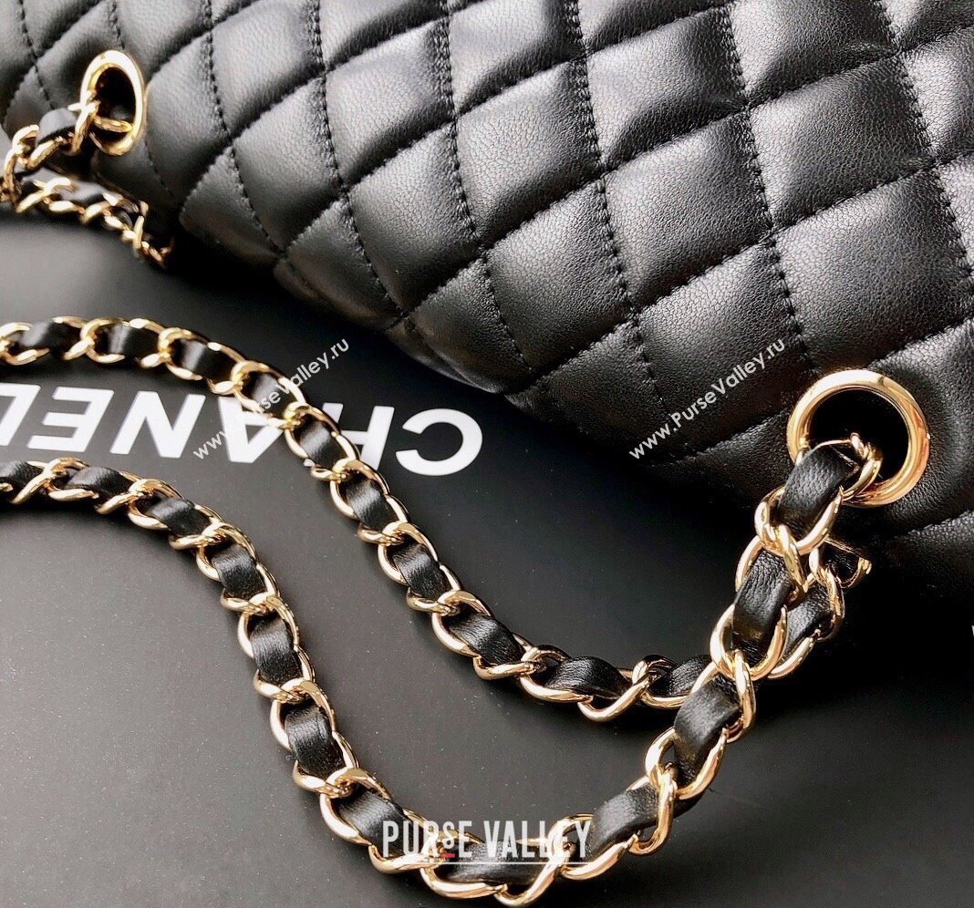 Chanel Lambskin Classic Medium Flap Bag A01112 Black/Gold 2022 60751 (YD-240807072)