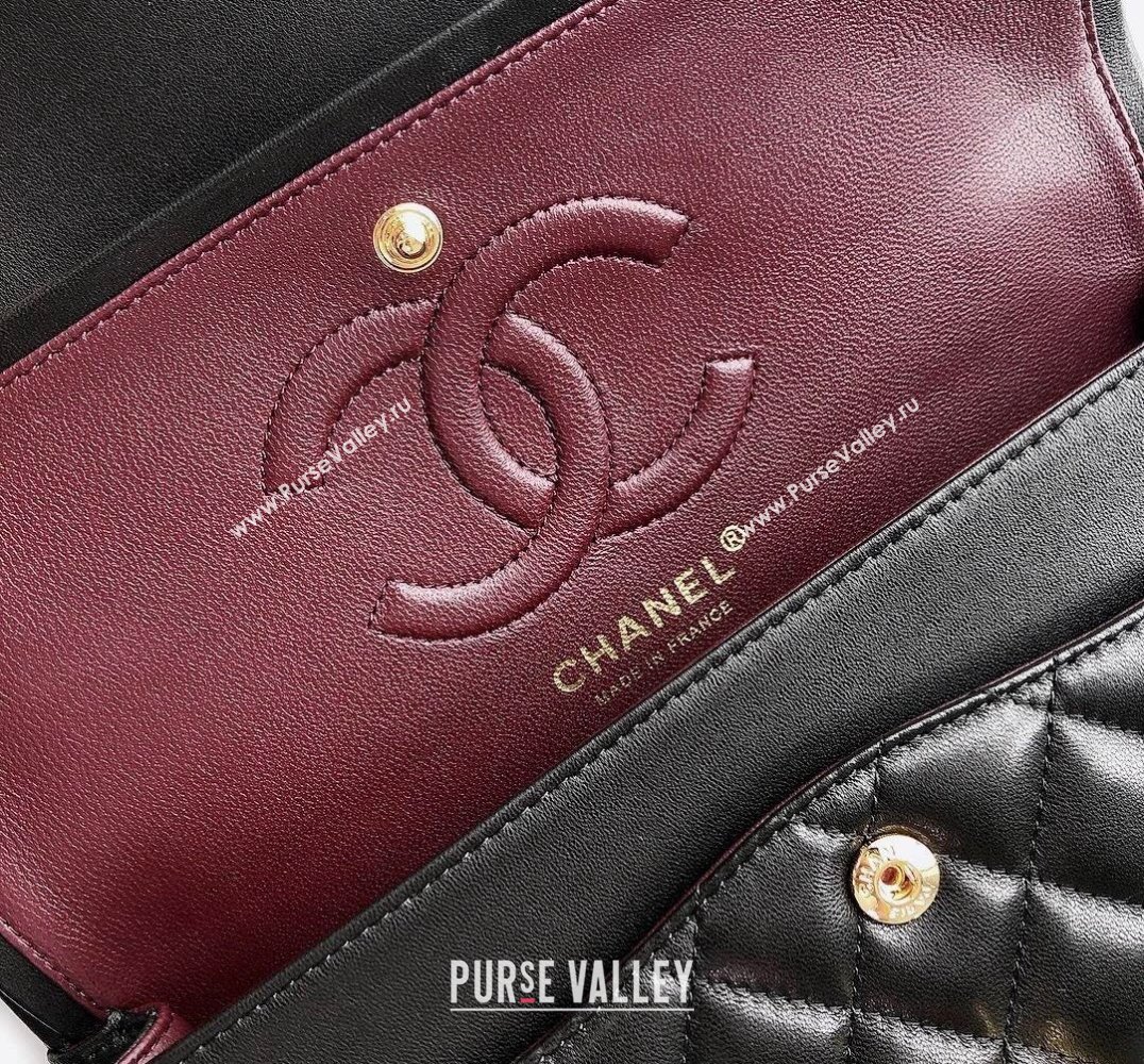 Chanel Lambskin Classic Medium Flap Bag A01112 Black/Gold 2022 60751 (YD-240807072)