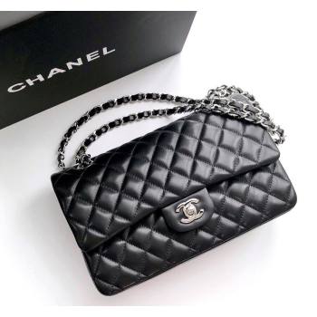 Chanel Lambskin Classic Medium Flap Bag A01112 Black/Silver 2022 60752 (YD-240807073)