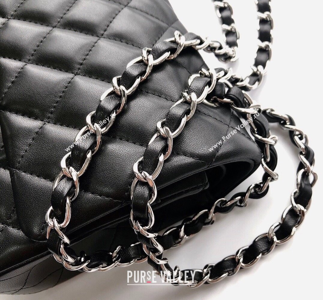 Chanel Lambskin Classic Medium Flap Bag A01112 Black/Silver 2022 60752 (YD-240807073)