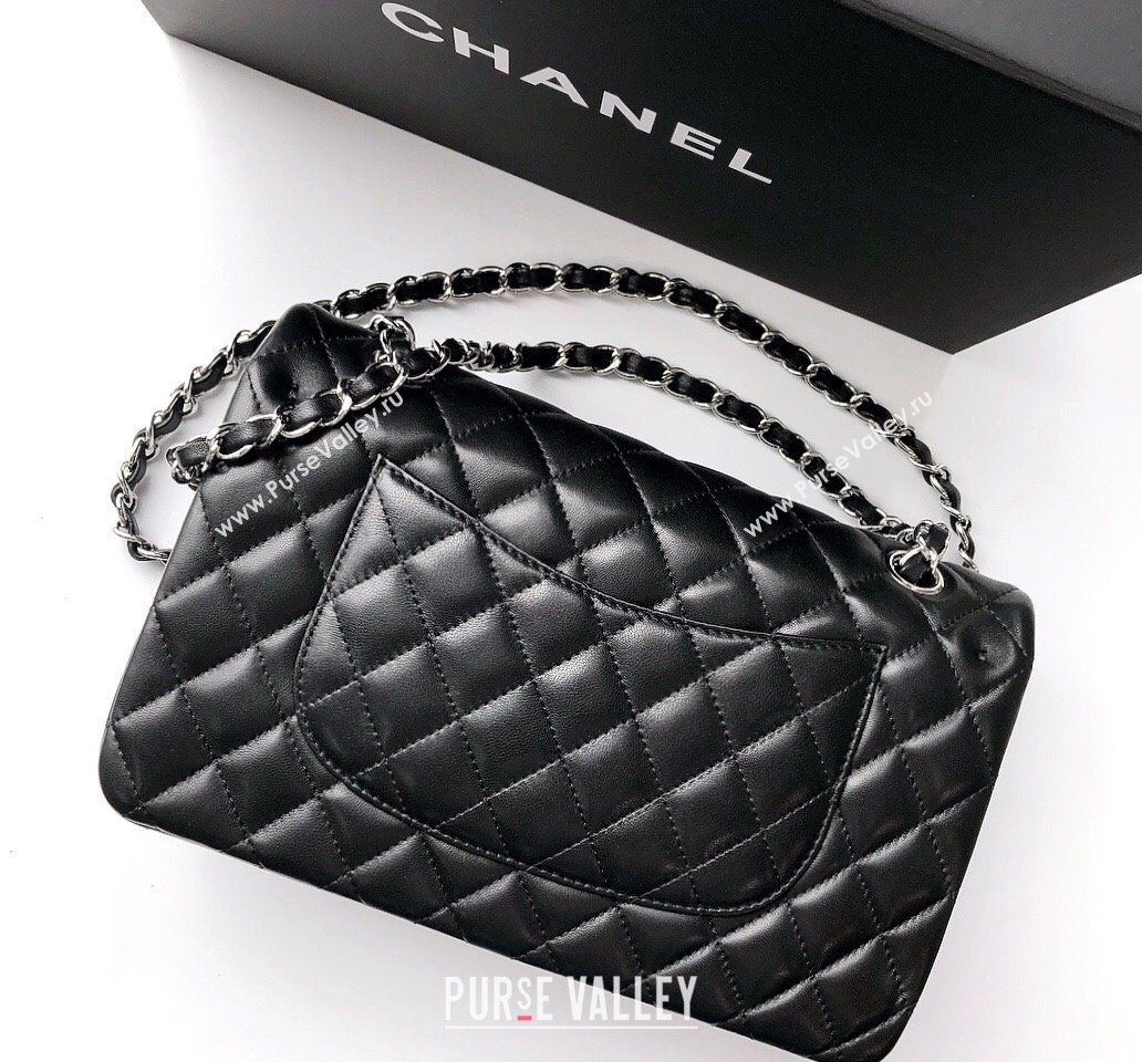 Chanel Lambskin Classic Medium Flap Bag A01112 Black/Silver 2022 60752 (YD-240807073)