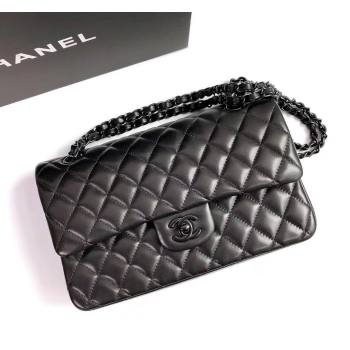 Chanel Lambskin Classic Medium Flap Bag A01112 All Black 2022 60753 (YD-240807074)