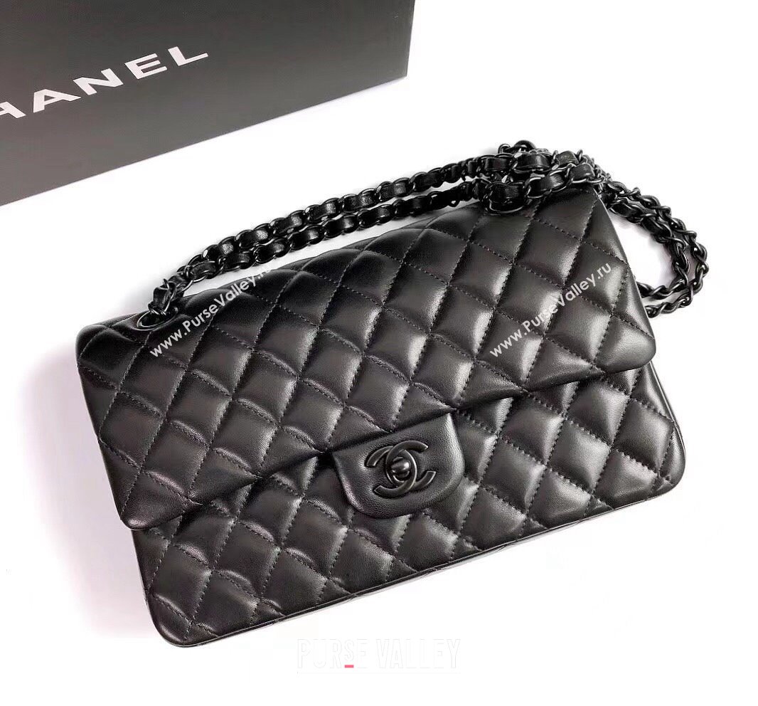 Chanel Lambskin Classic Medium Flap Bag A01112 All Black 2022 60753 (YD-240807074)