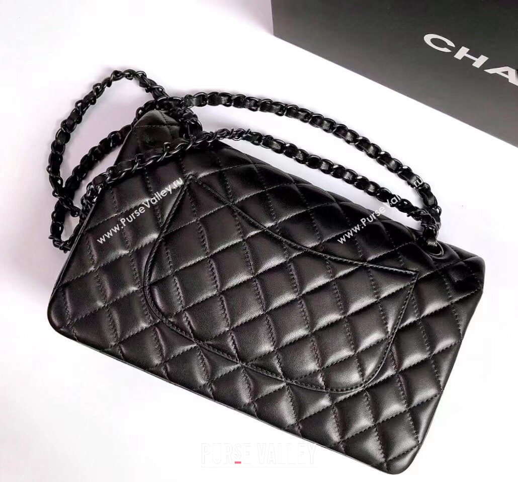 Chanel Lambskin Classic Medium Flap Bag A01112 All Black 2022 60753 (YD-240807074)