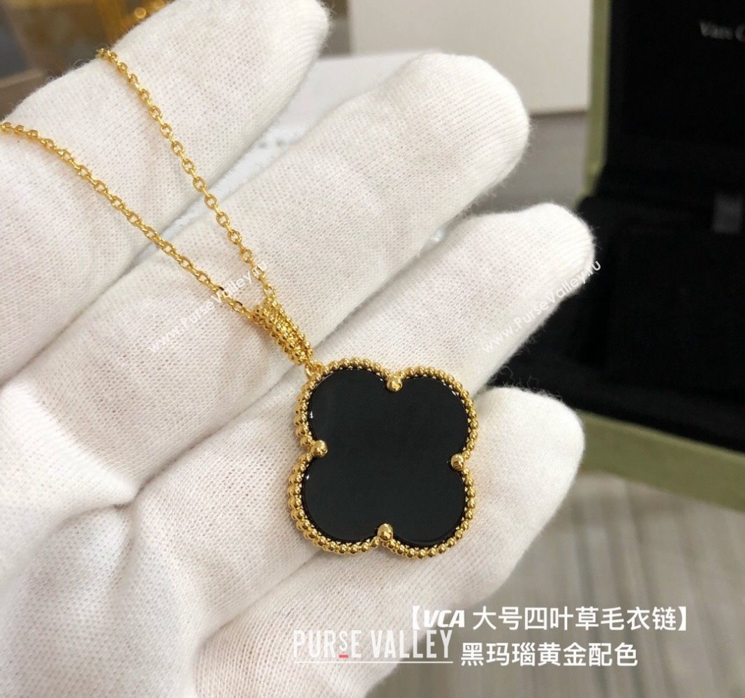 Van Cleef Arpels Alhambra Large Pendant Necklace Black 2024 0821 (YF-240821066)