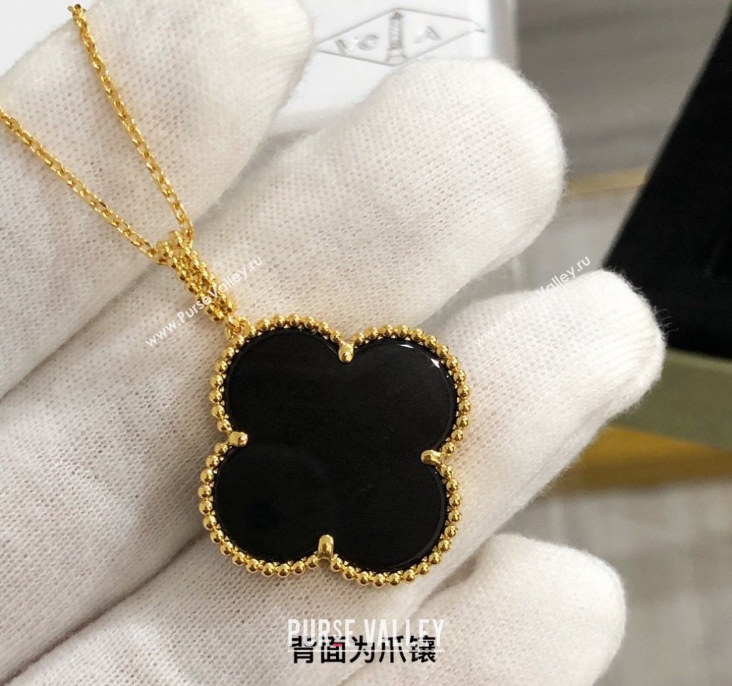 Van Cleef Arpels Alhambra Large Pendant Necklace Black 2024 0821 (YF-240821066)