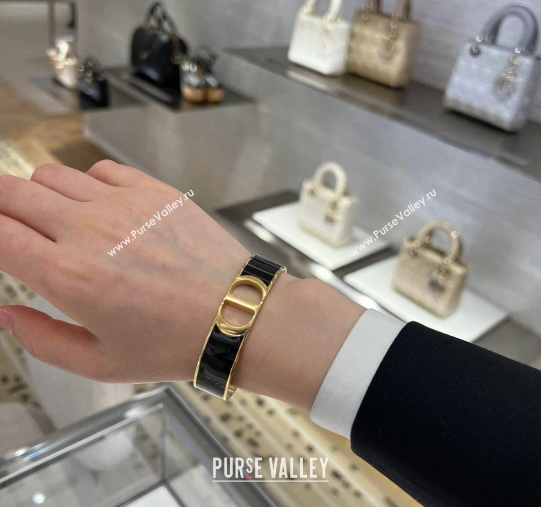 Dior 30 Montaigne Open Cuff Bracelet Black 2024 (YF-240821008)