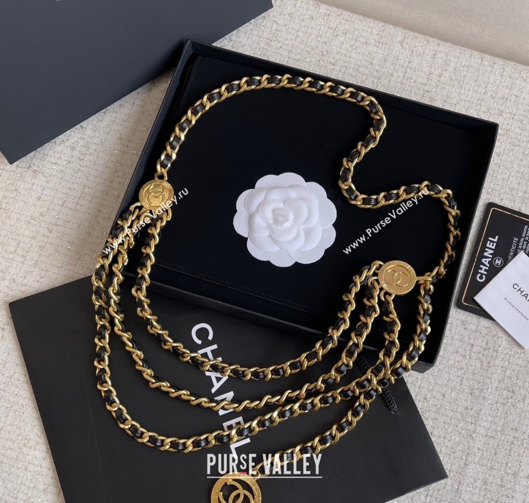 Chanel Chain and Leather Belt Black 2024 1126 (YF-241126057)