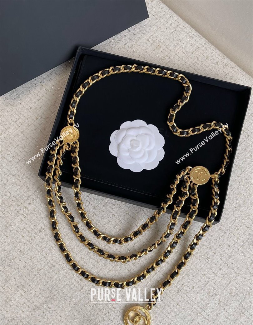 Chanel Chain and Leather Belt Black 2024 1126 (YF-241126057)