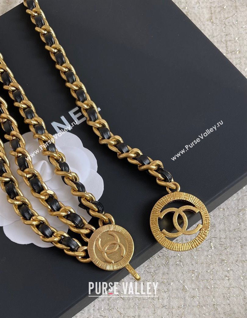 Chanel Chain and Leather Belt Black 2024 1126 (YF-241126057)