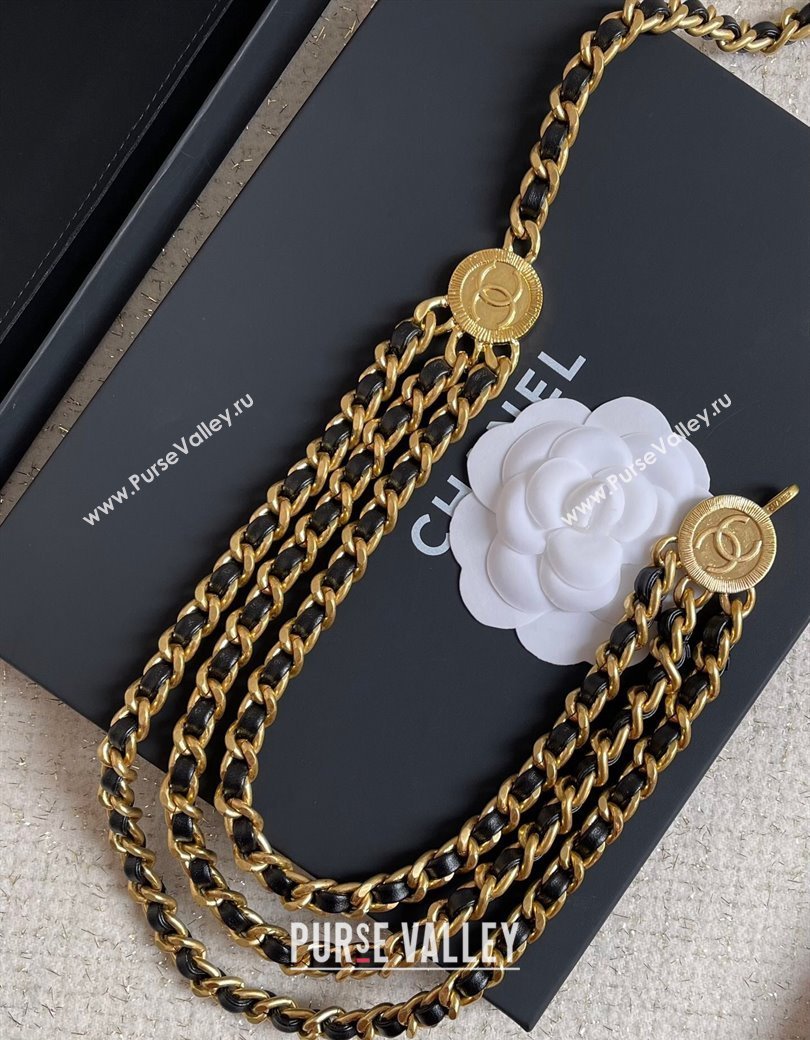 Chanel Chain and Leather Belt Black 2024 1126 (YF-241126057)