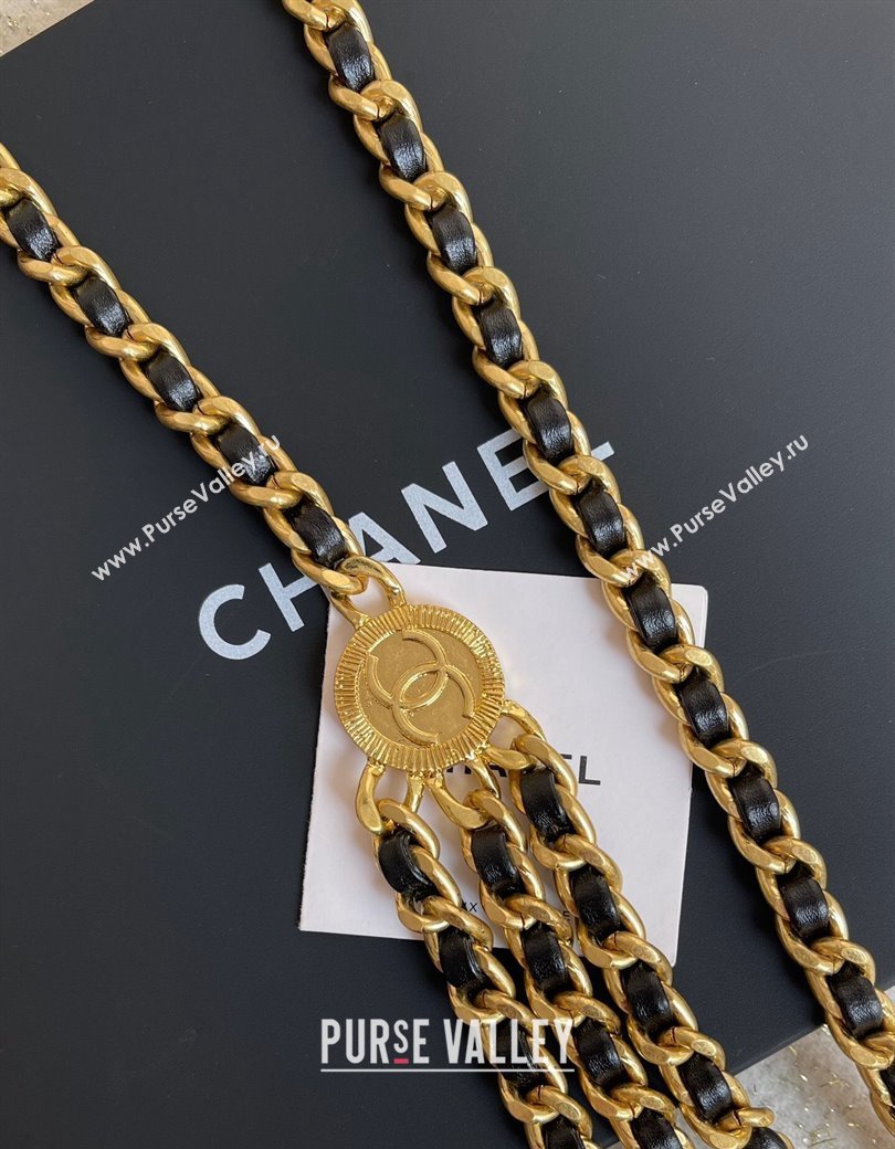 Chanel Chain and Leather Belt Black 2024 1126 (YF-241126057)