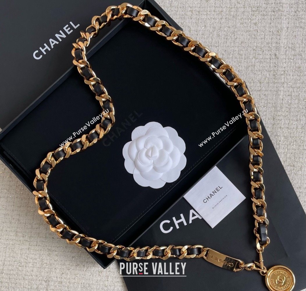 Chanel Chain Leather Belt Black/Gold 2024 1126 (YF-241126058)