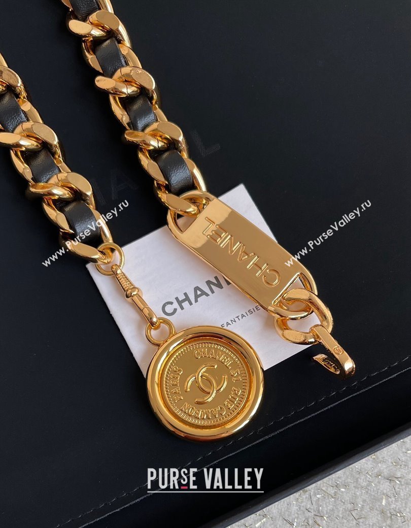 Chanel Chain Leather Belt Black/Gold 2024 1126 (YF-241126058)