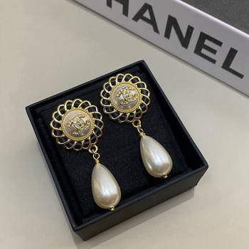 Chanel Pearl Short Earrings Black 2024 112601 (YF-241126001)