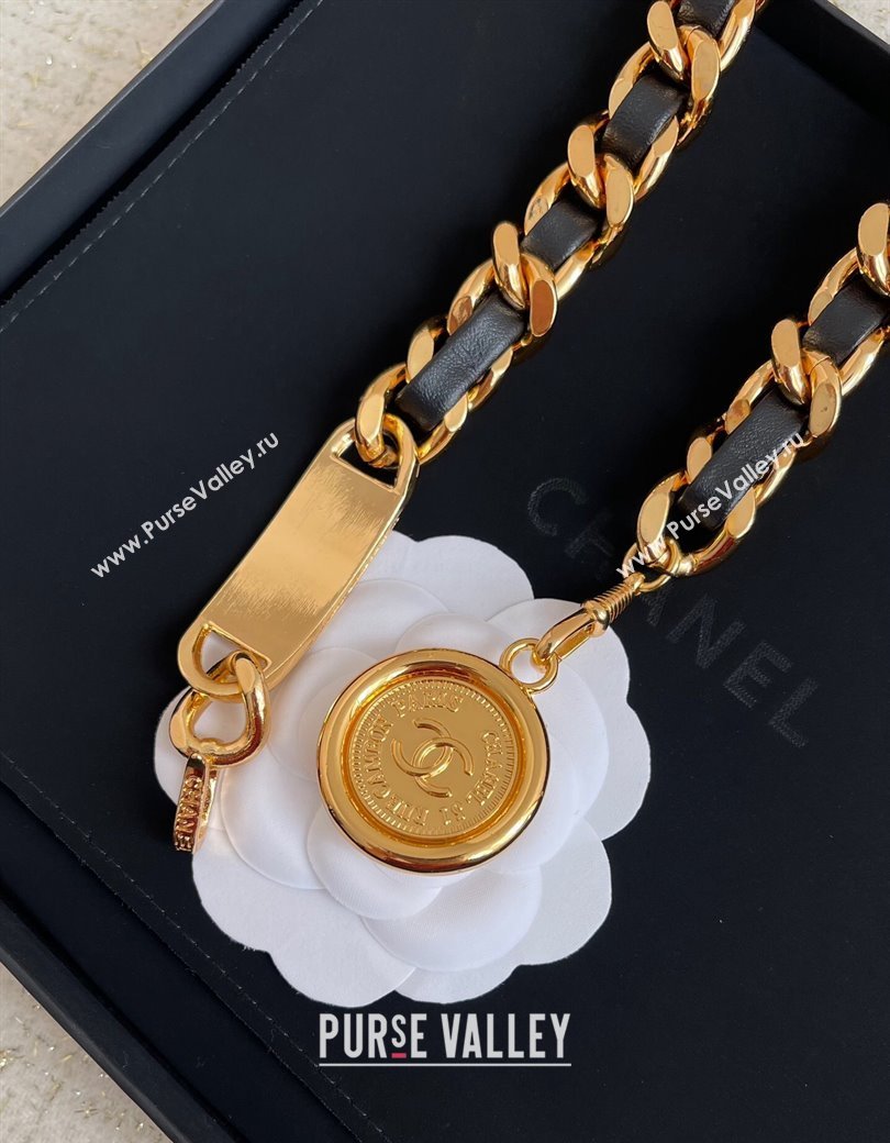 Chanel Chain Leather Belt Black/Gold 2024 1126 (YF-241126058)