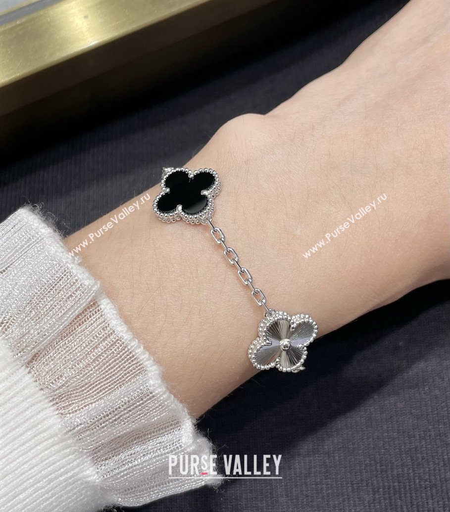 Van Cleef Arpels Alhambra Bracelet, 5 Motifs Silver/Black 2024 1127 (YF-241127038)