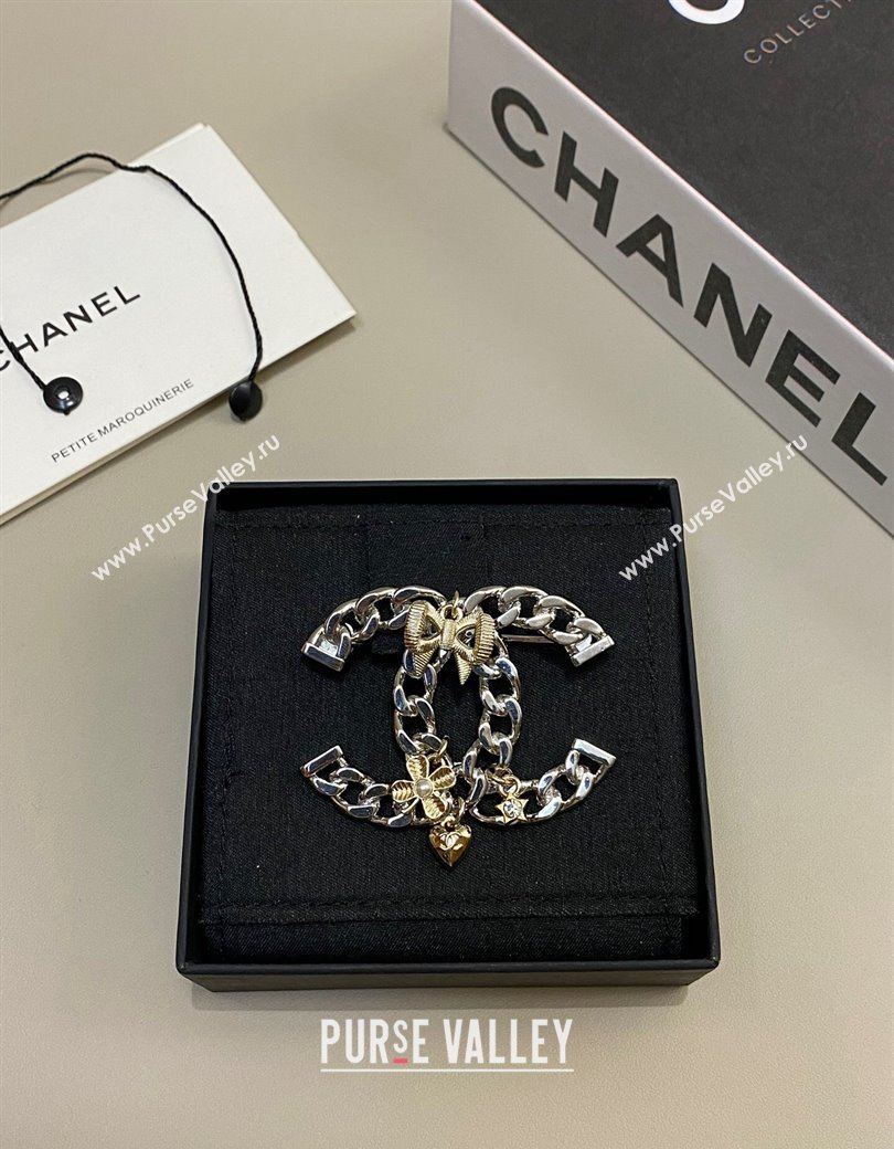 Chanel Chain CC Brooch with Heart and Bow 2024 1126 (YF-241126004)