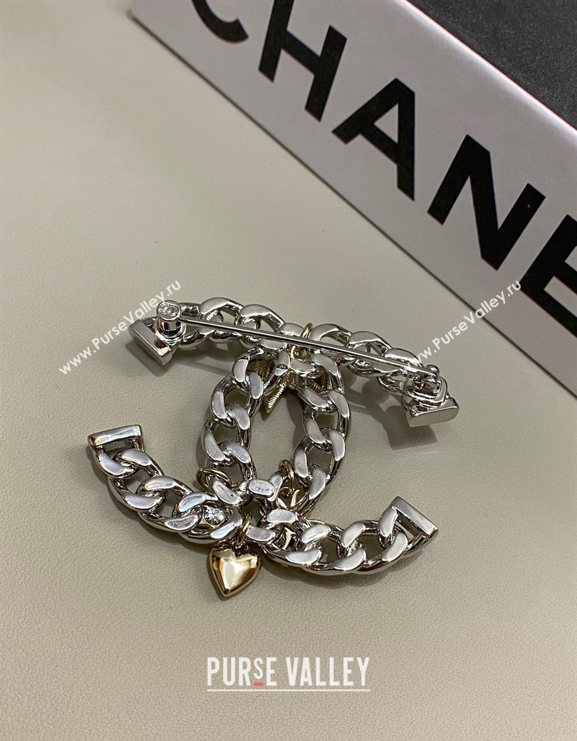 Chanel Chain CC Brooch with Heart and Bow 2024 1126 (YF-241126004)