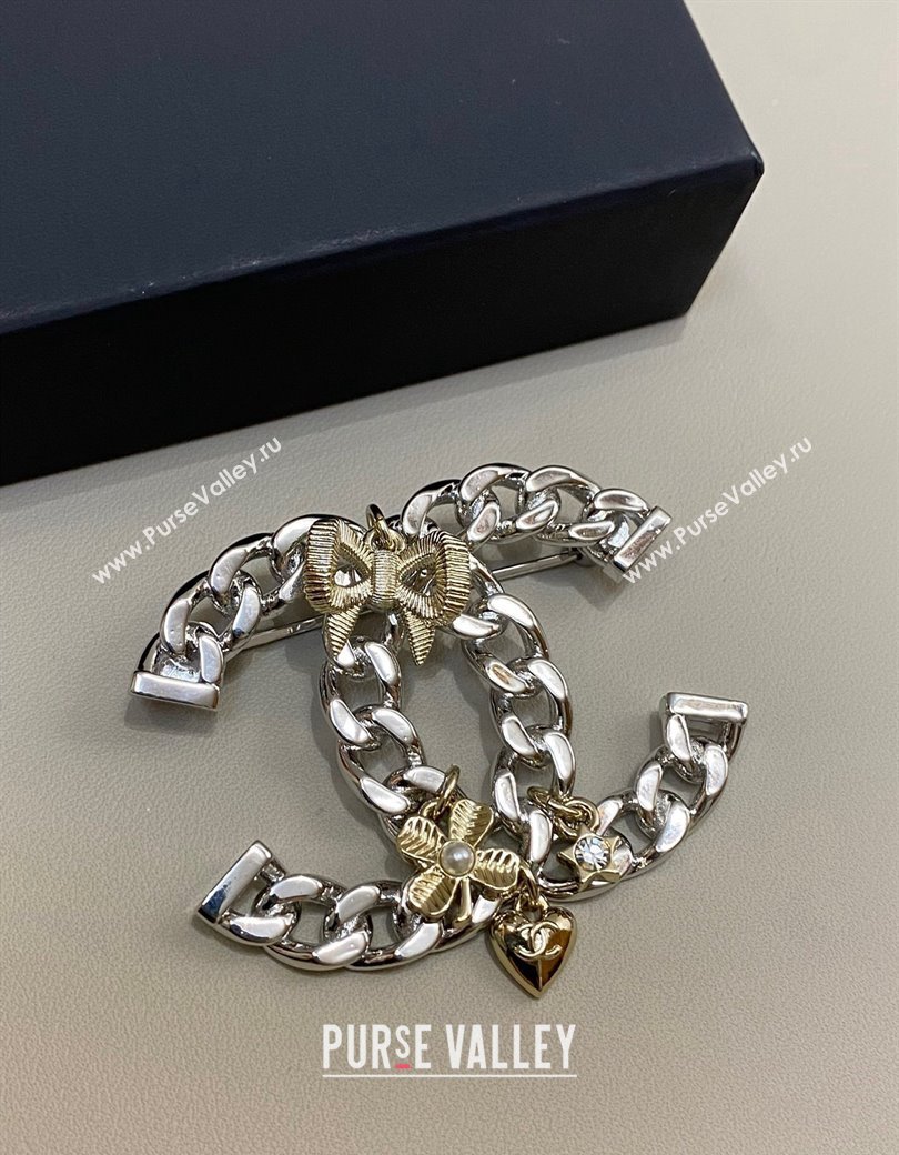 Chanel Chain CC Brooch with Heart and Bow 2024 1126 (YF-241126004)