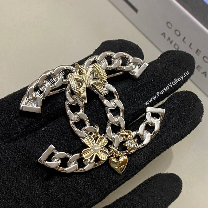 Chanel Chain CC Brooch with Heart and Bow 2024 1126 (YF-241126004)