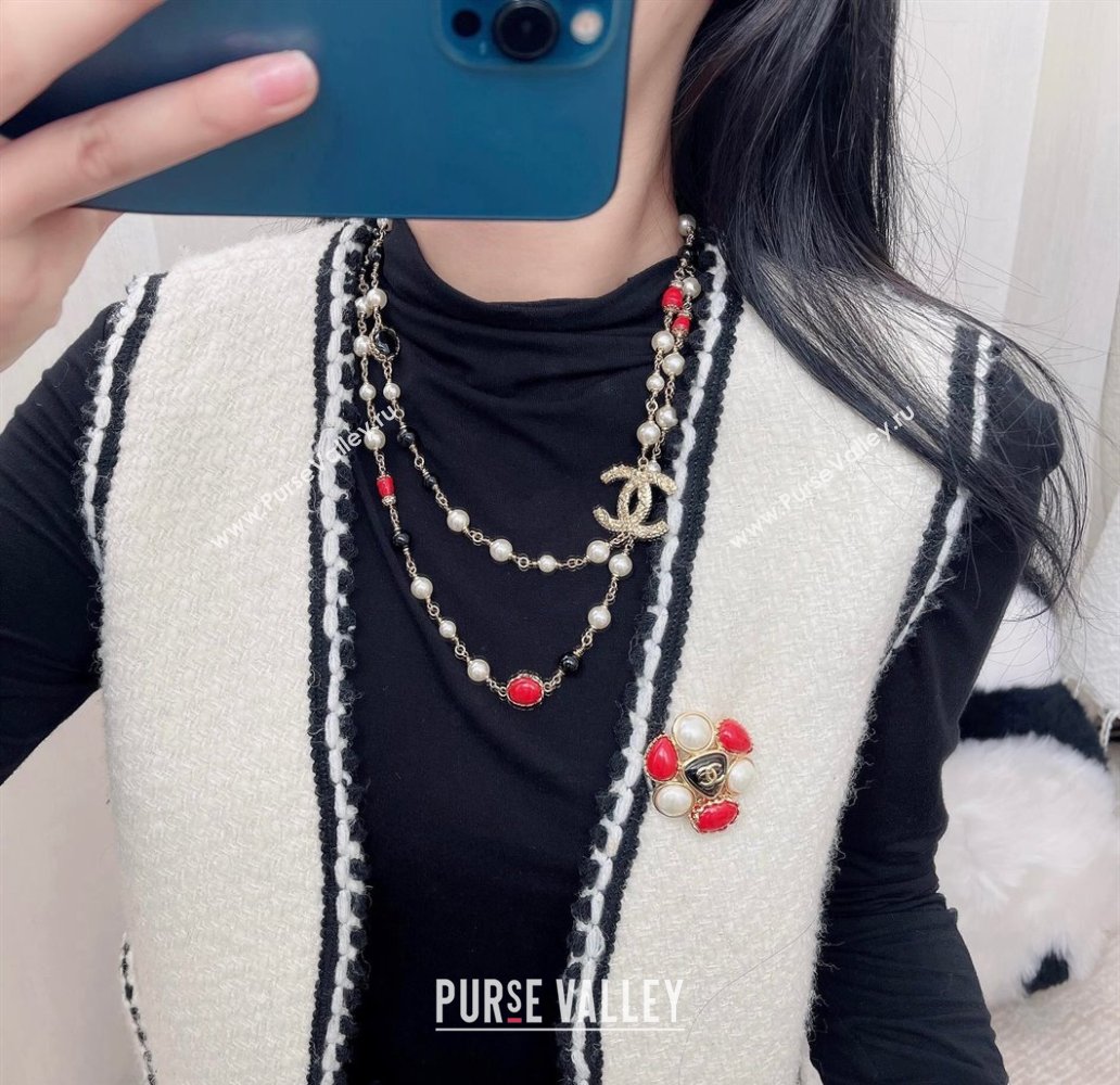 Chanel Stone Brooch Red/White/Black 2024 1126 (YF-241126006)