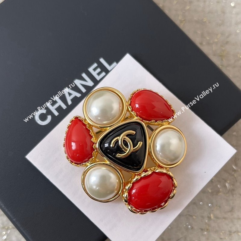 Chanel Stone Brooch Red/White/Black 2024 1126 (YF-241126006)