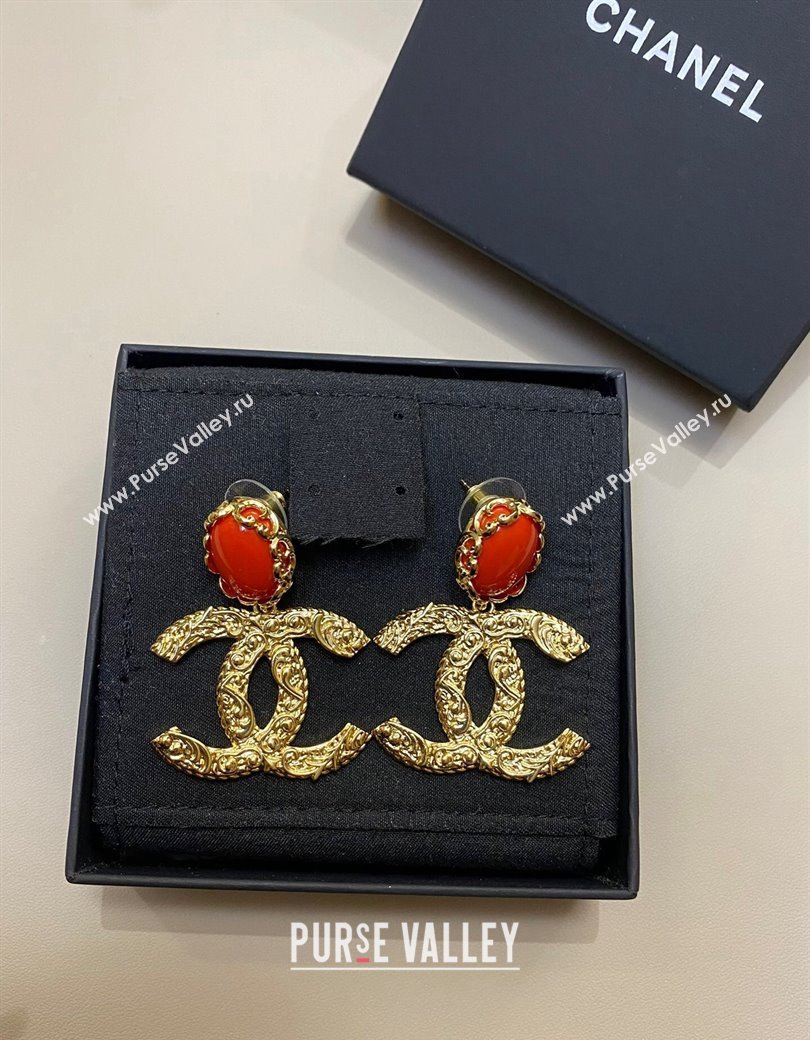 Chanel CC Short Earrings Red 2024 1126 08 (YF-241126008)