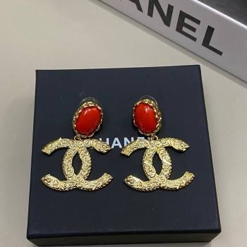 Chanel CC Short Earrings Red 2024 1126 08 (YF-241126008)