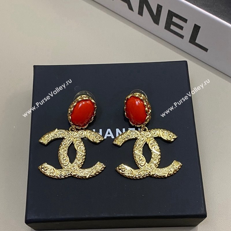 Chanel CC Short Earrings Red 2024 1126 08 (YF-241126008)