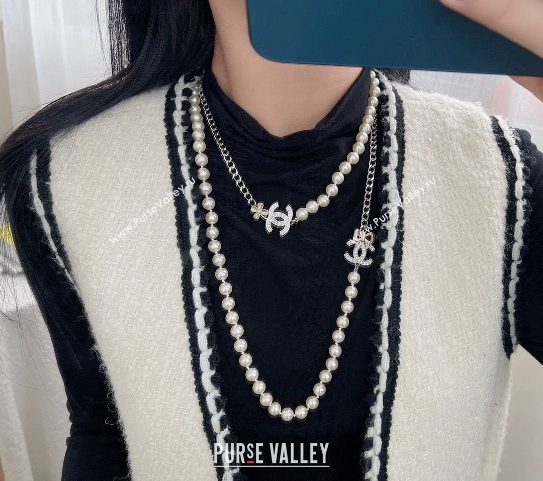 Chanel Pealrs Long Necklace with Bow 2024 1126 12 (YF-241126012)