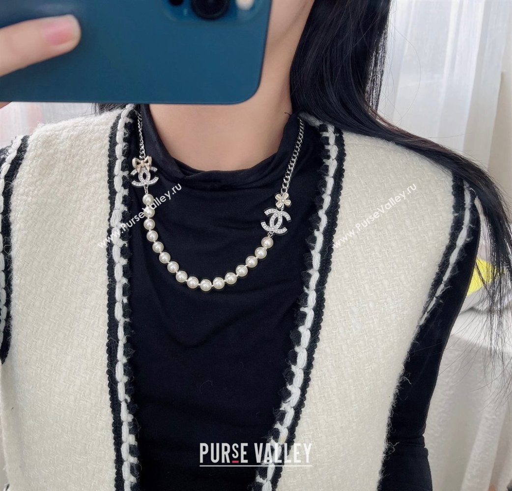 Chanel Pealrs Short Necklace with Bow 2024 1126 12 (YF-241126013)