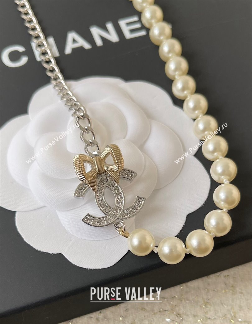 Chanel Pealrs Short Necklace with Bow 2024 1126 12 (YF-241126013)