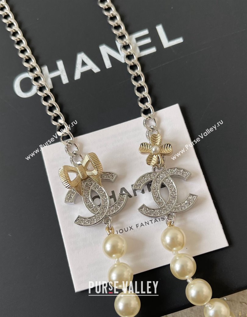 Chanel Pealrs Short Necklace with Bow 2024 1126 12 (YF-241126013)