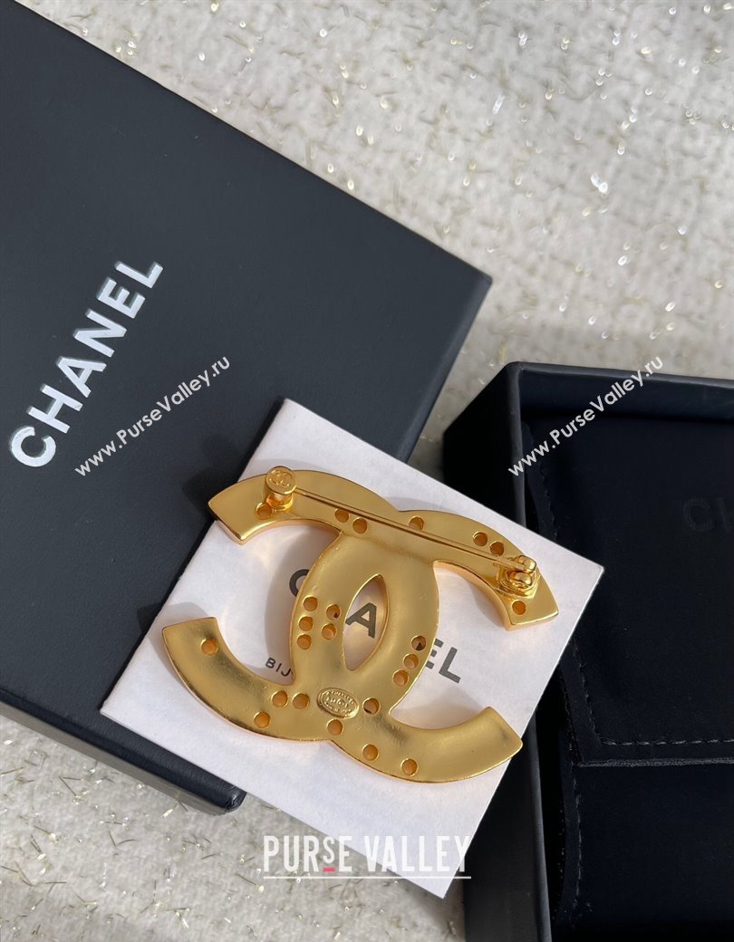 Chanel Gold CC Brooch with Strass 2024 1126 30 (YF-241126030)