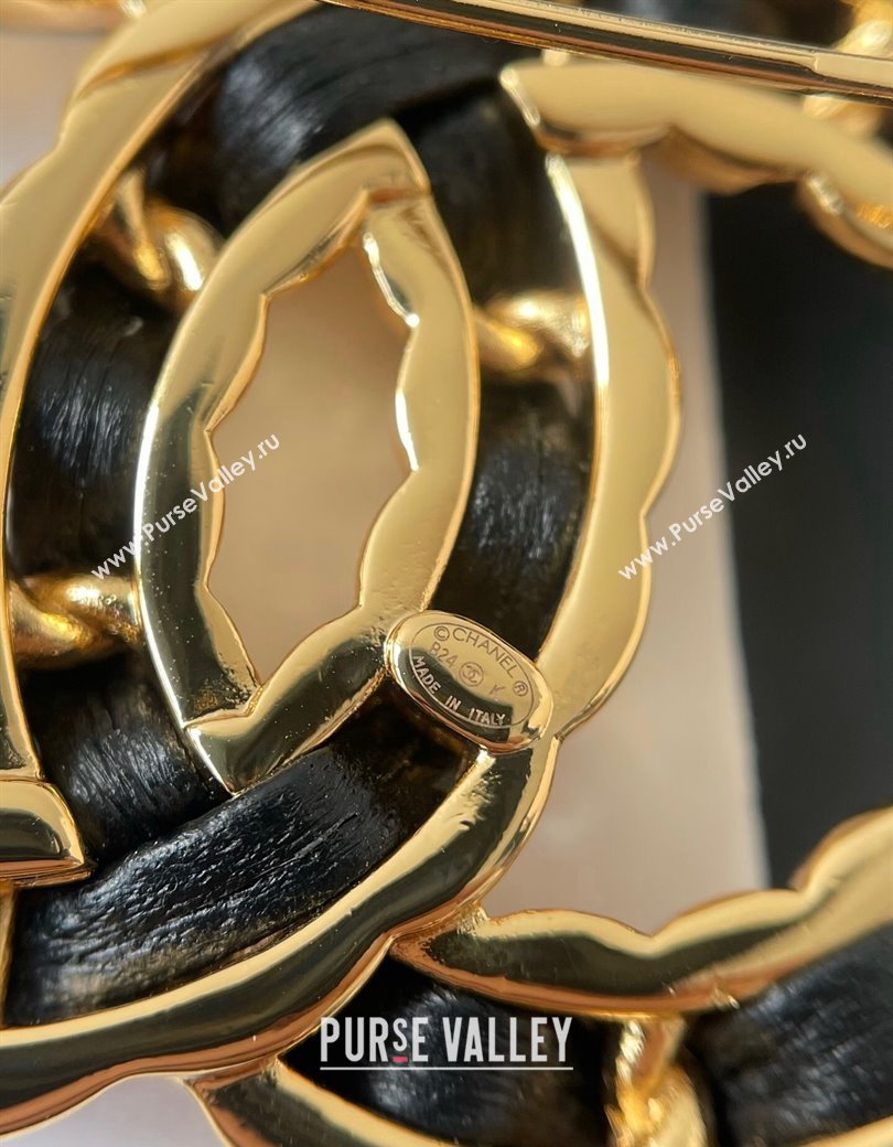 Chanel Chain and Leather CC Brooch Black 2024 1126 (YF-241126031)