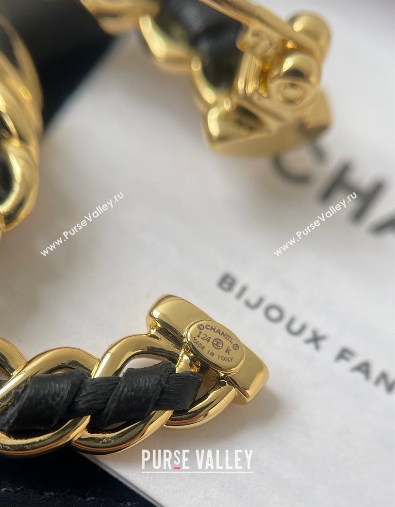 Chanel Chain Leather Twist CC Brooch Black 2024 1126 (YF-241126034)