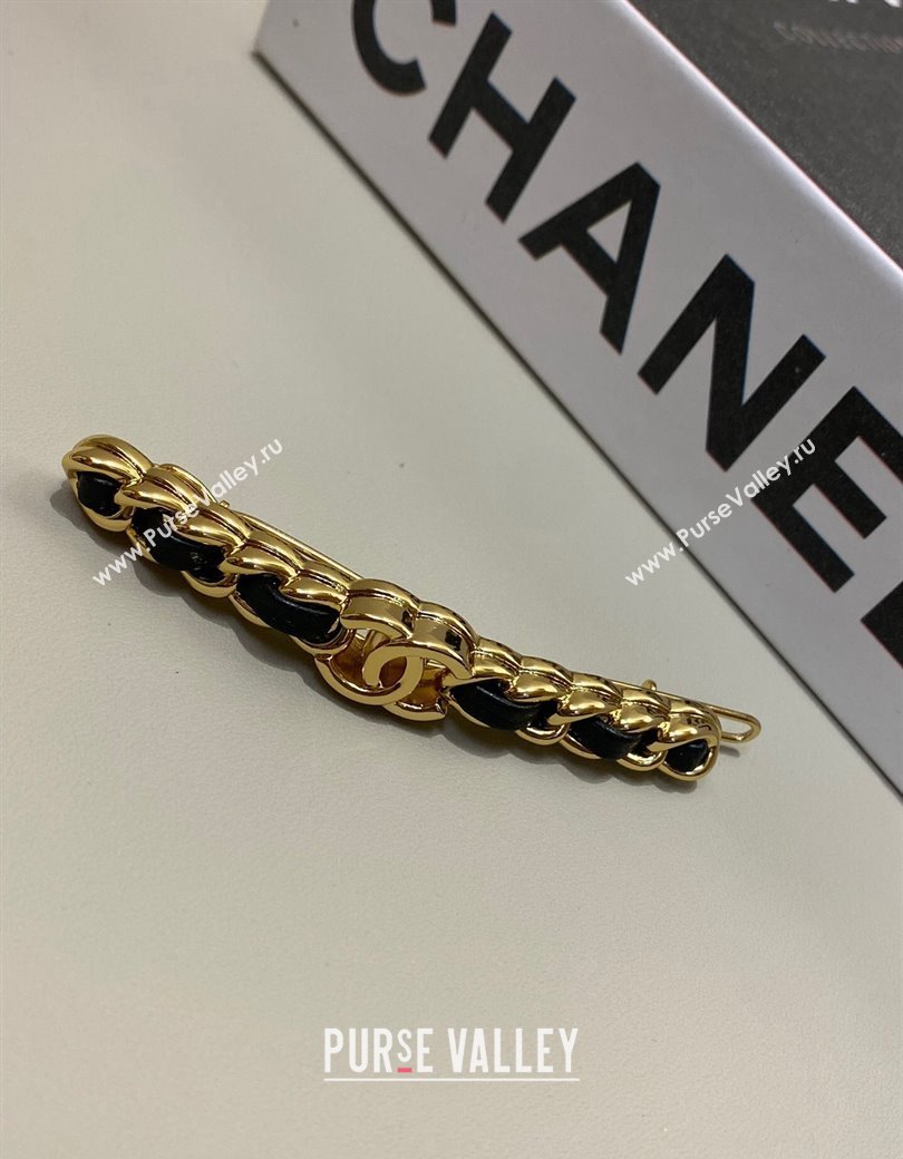 Chanel Chain Leather Hair Clip Black 2024 1126 (YF-241126045)