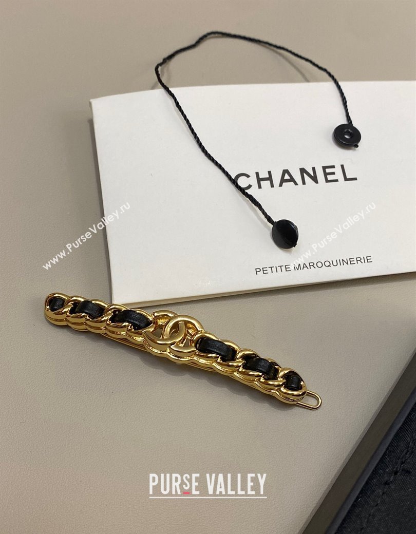 Chanel Chain Leather Hair Clip Black 2024 1126 (YF-241126045)