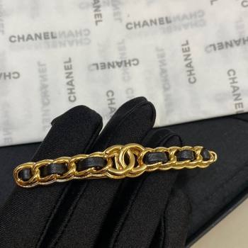 Chanel Chain Leather Hair Clip Black 2024 1126 (YF-241126045)