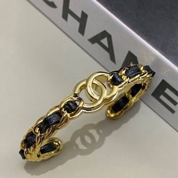 Chanel Chain Leather Bracelet Black/Gold 2024 1126 (YF-241126046)