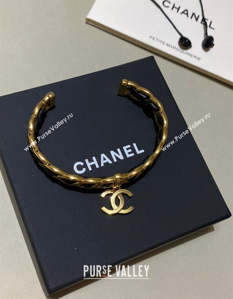 Chanel Chain Leather CC Bracelet Black 2024 1126 (YF-241126047)