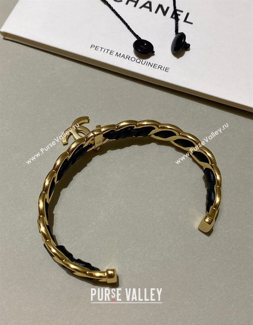 Chanel Chain Leather CC Bracelet Black 2024 1126 (YF-241126047)