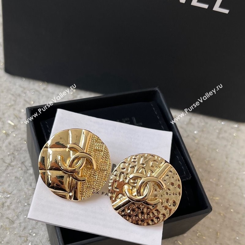 Chanel Coin Stud Earrings Gold 2024 1126 49 (YF-241126049)