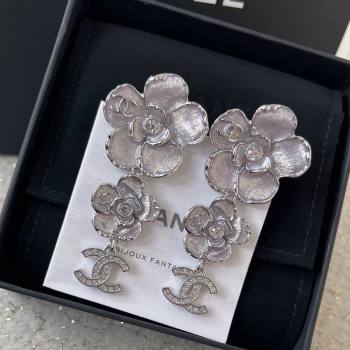 Chanel Camellia Bloom Earrings Grey 2024 1126 (YF-241126053)