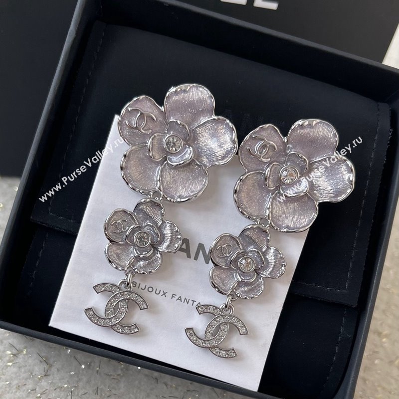 Chanel Camellia Bloom Earrings Grey 2024 1126 (YF-241126053)