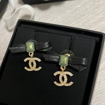 Chanel Bow Earrings Black/Green 2024 1126 (YF-241126059)