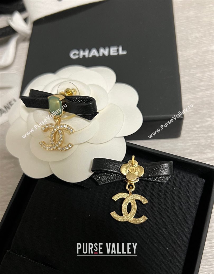 Chanel Bow Earrings Black/Green 2024 1126 (YF-241126059)