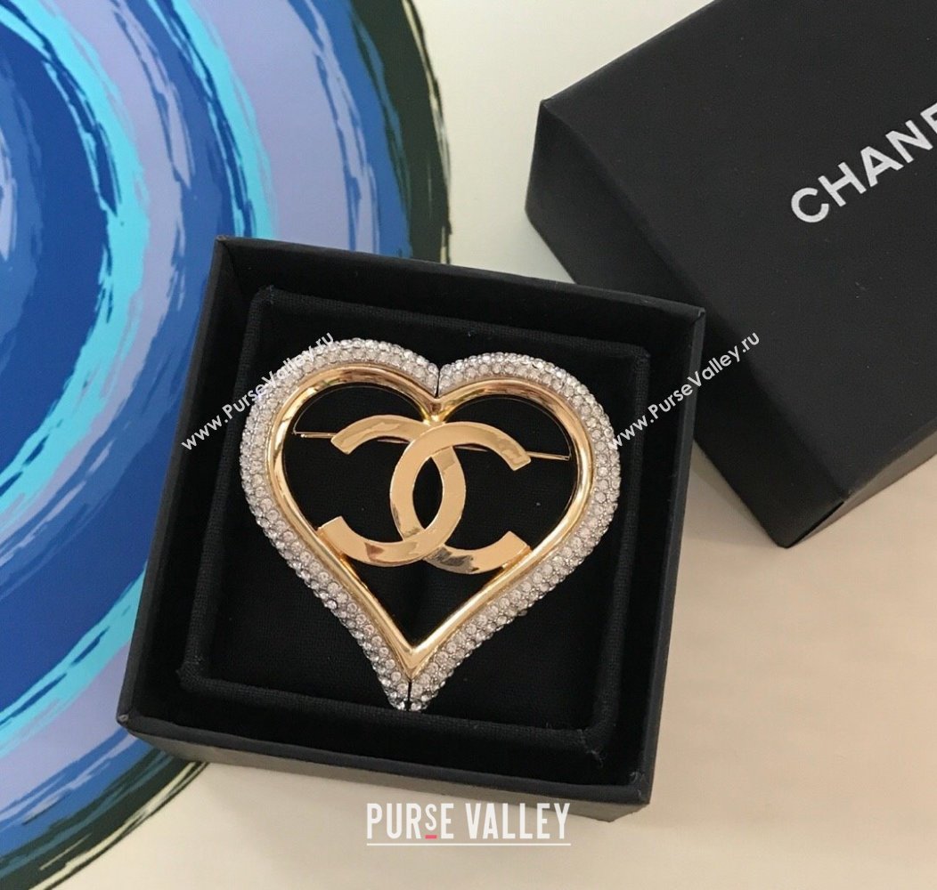 Chanel Strass Heart Brooch Clear 2024 1126 (YF-241126037)